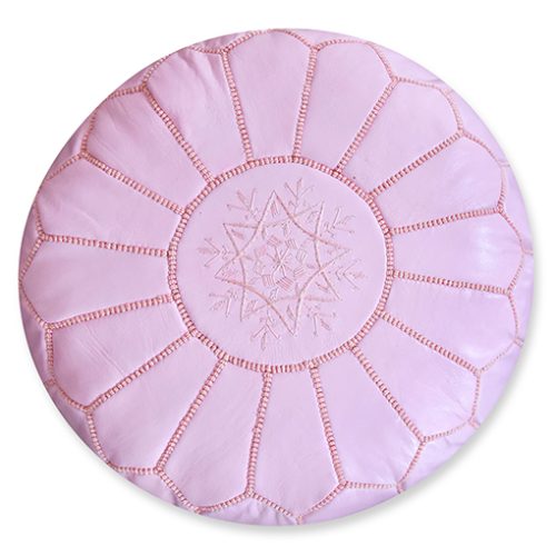 moroccan leather pouf pink