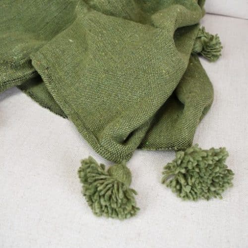 Alternative view of Pompom Blanket Green