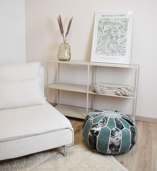 moroccan velvet pouffe green