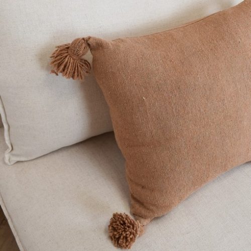 Moroccan Pompom Pillow Beige Camel