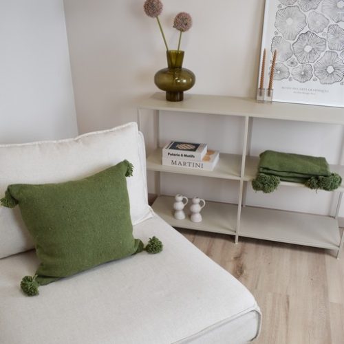 pompom pillow green