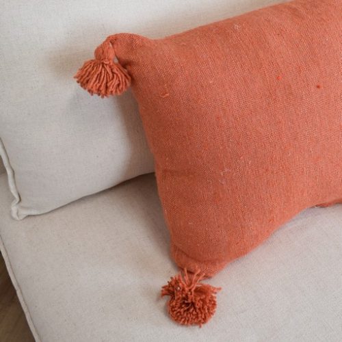 Alternative view of Moroccan Pompom Pillow Orange