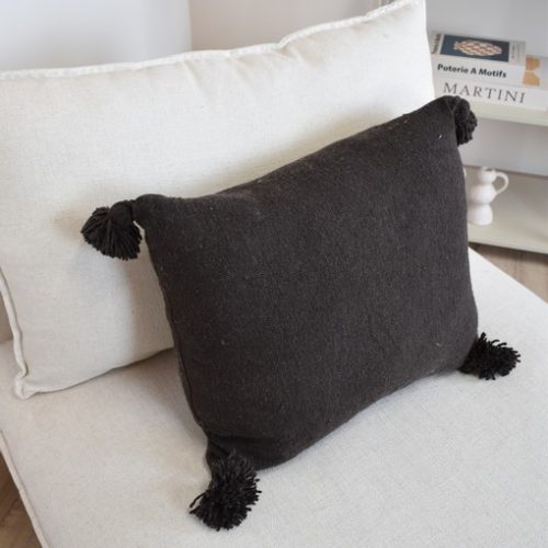 Moroccan Pompom Pillow Brown